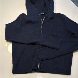 Brandy Melville Navy Ribbed Hoodie